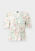 Vero Moda VMSWAY V NECK DETAIL - Blouse - snow white