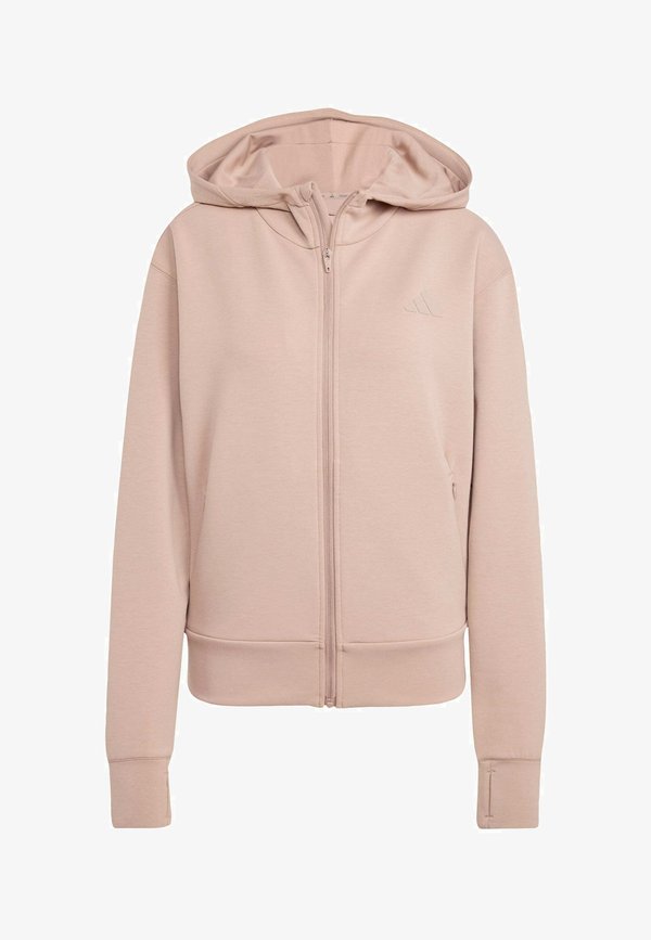 adidas Performance DESIGNED FOR TRAINING FULL ZIP HOODED - Zip-up sweatshirt - chalky brown