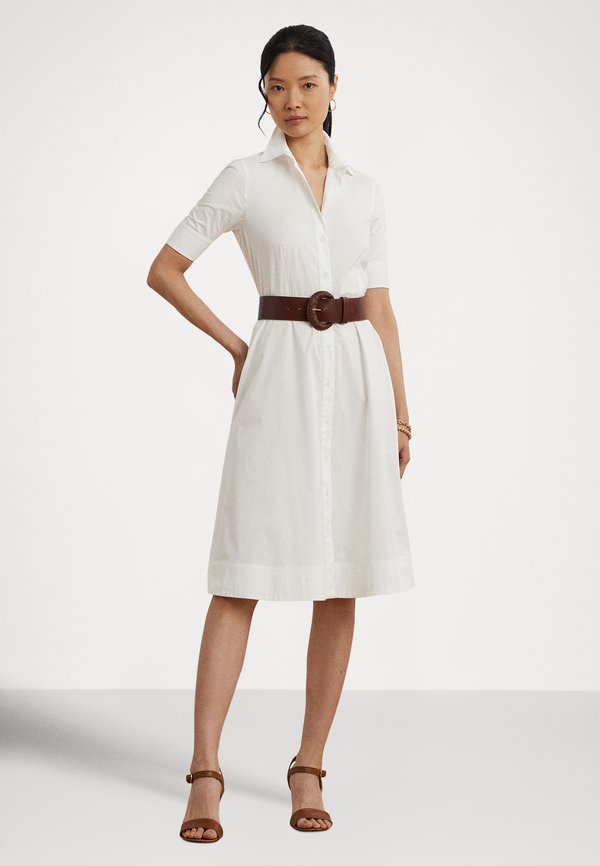 Lauren Ralph Lauren BELTED COTTON-BLEND SHIRTDRESS