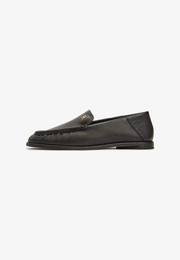 Tommy Hilfiger LEATHER RUCHED TOE LOAFERS - Slip-ons - black