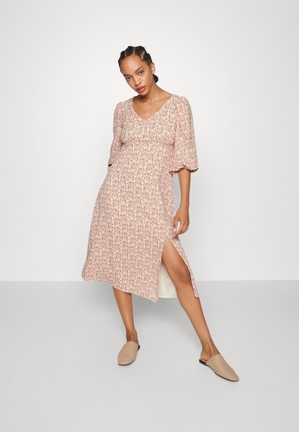 IN THE STYLE FLORAL PRINT PUFF SLEEVE MIDI WEDDING GUEST