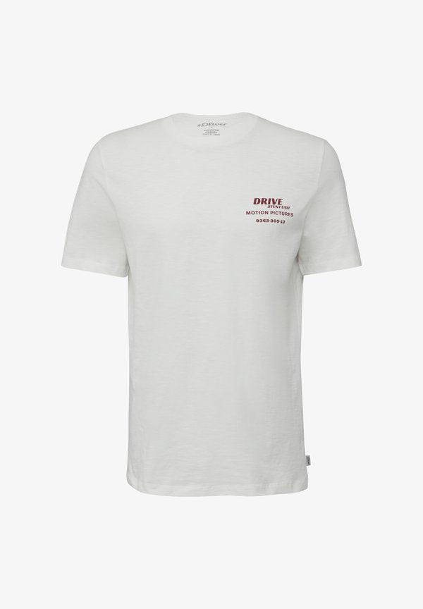 s.Oliver MIT FLAMMSTRUKTUR UND RÜCKEN - Print T-shirt - weiß