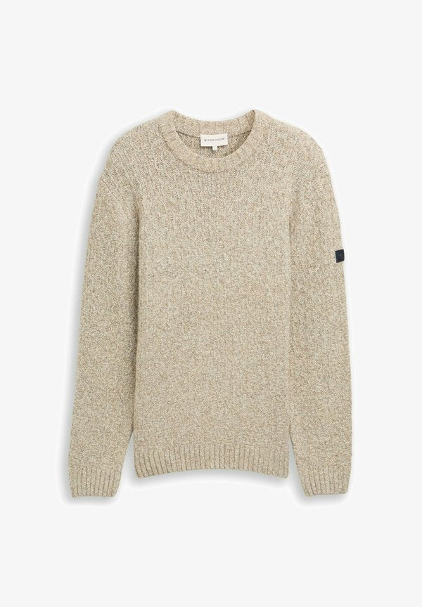 TOM TAILOR PULLOVER IN MELANGE OPTIK - Jumper - brown offwhite structure