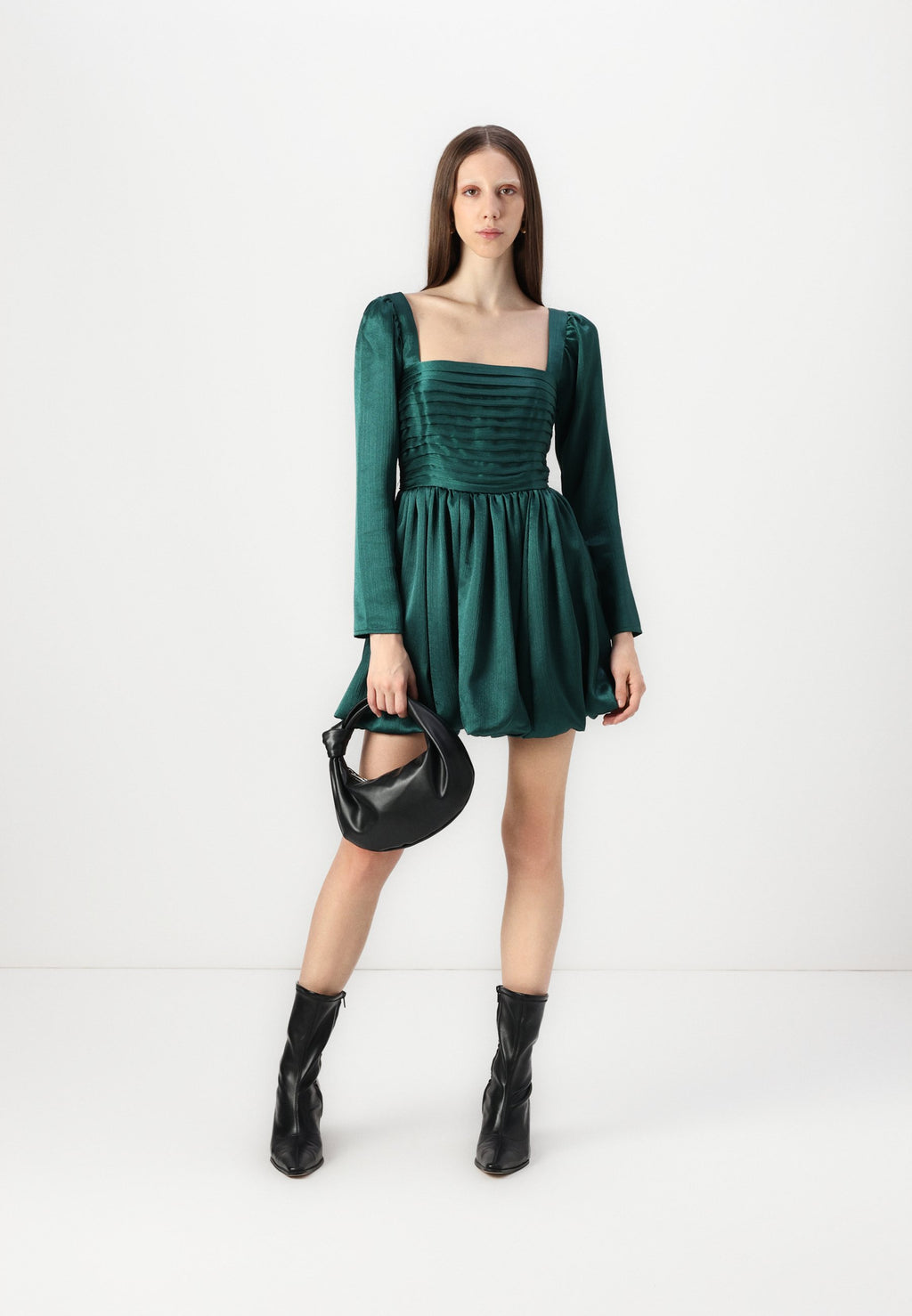Abercrombie & Fitch The A&F Emerson Bubble Hem Satin Mini Dress