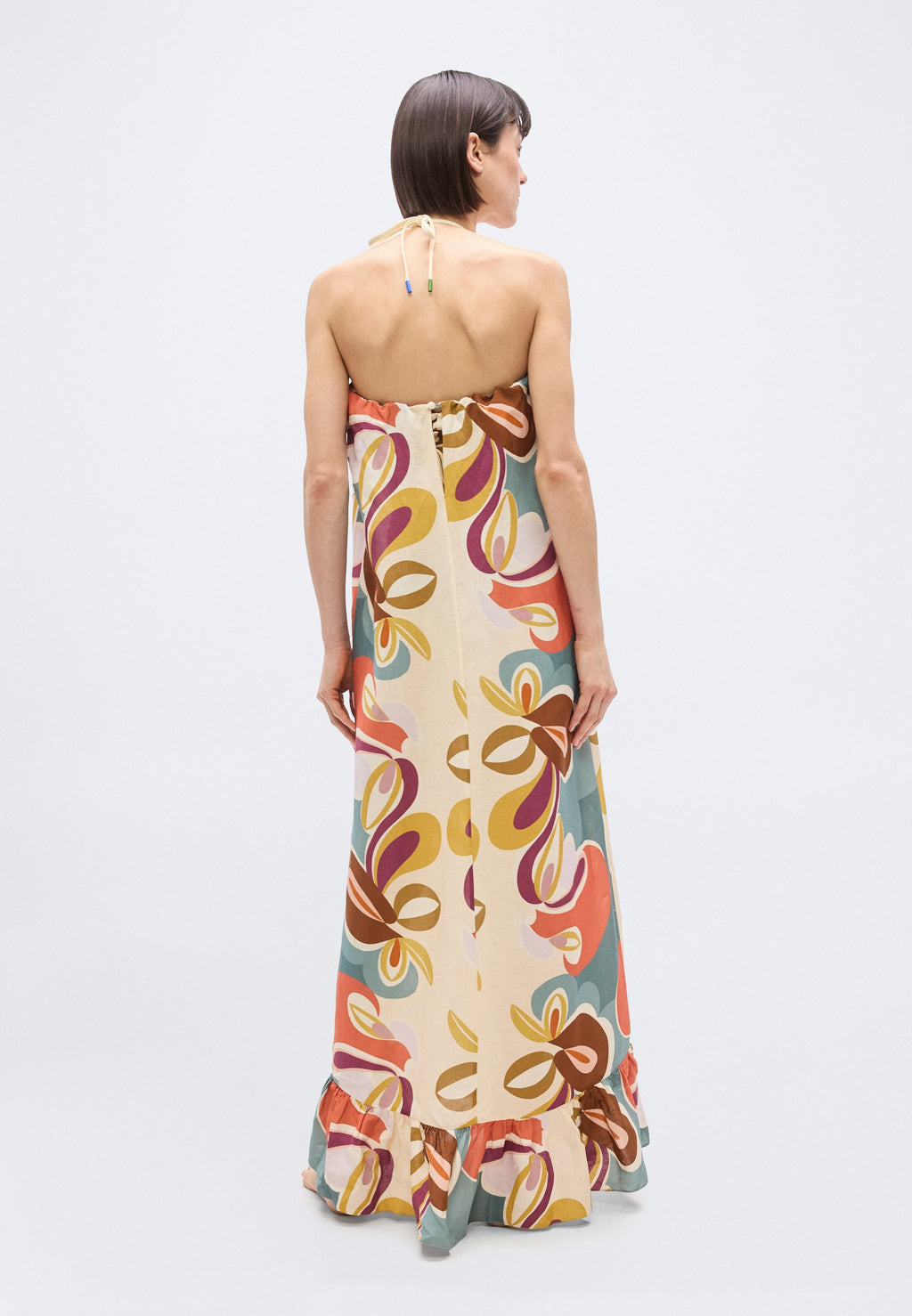ADRIANA DEGREAS FLORAL STRAPLESS LONG DRESS