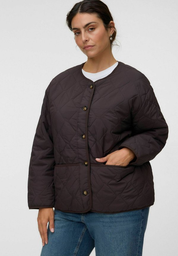 Vero Moda Curve QUILTED JACKET VMOLIVIA JACKET - Light jacket - chocolate torte