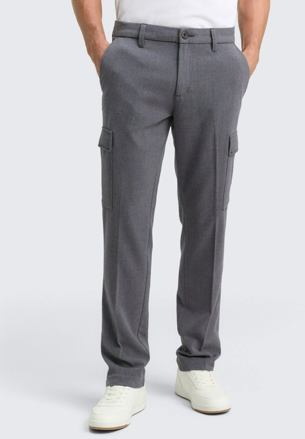 TOM TAILOR SOFT TAPERED CA - Cargo trousers - black/grey melange