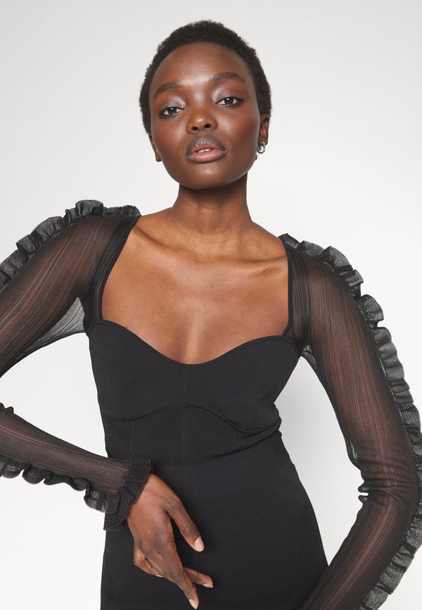 Hervé Léger SWEETHEART MIDI DRESS RUFFLES