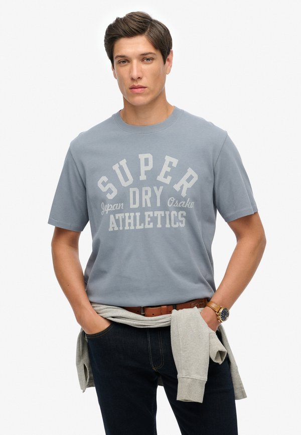 Superdry & Co ATHLETIC ESSENTIAL GRAPHIC - Print T-shirt - flint stone blue grey