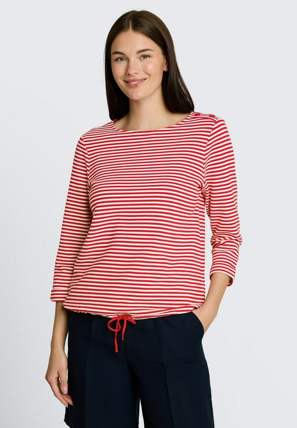 TOM TAILOR T-SHIRT STRUCTURED - Long sleeved top - red offwhite regular stripe