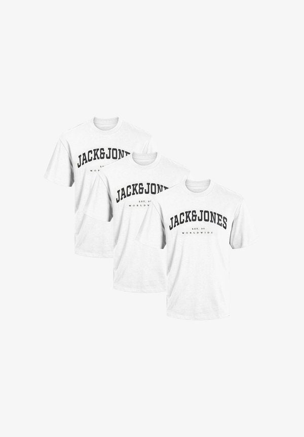 Jack & Jones 3 PACK - Print T-shirt - weiß