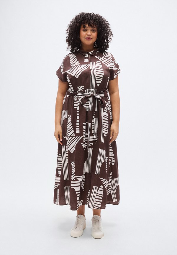Vero Moda Curve VMCJOSIE Long - Shirt dress - chocolate martini