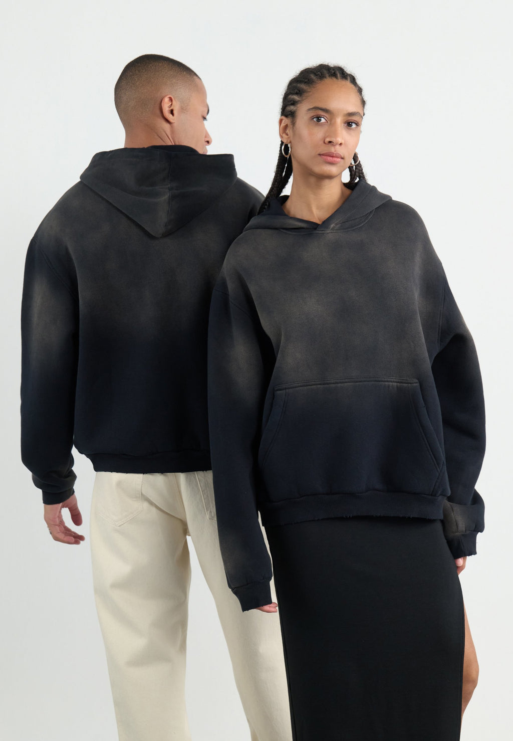 YOURTURN SUN FADED SHERPA LINED HOODIE UNISEX