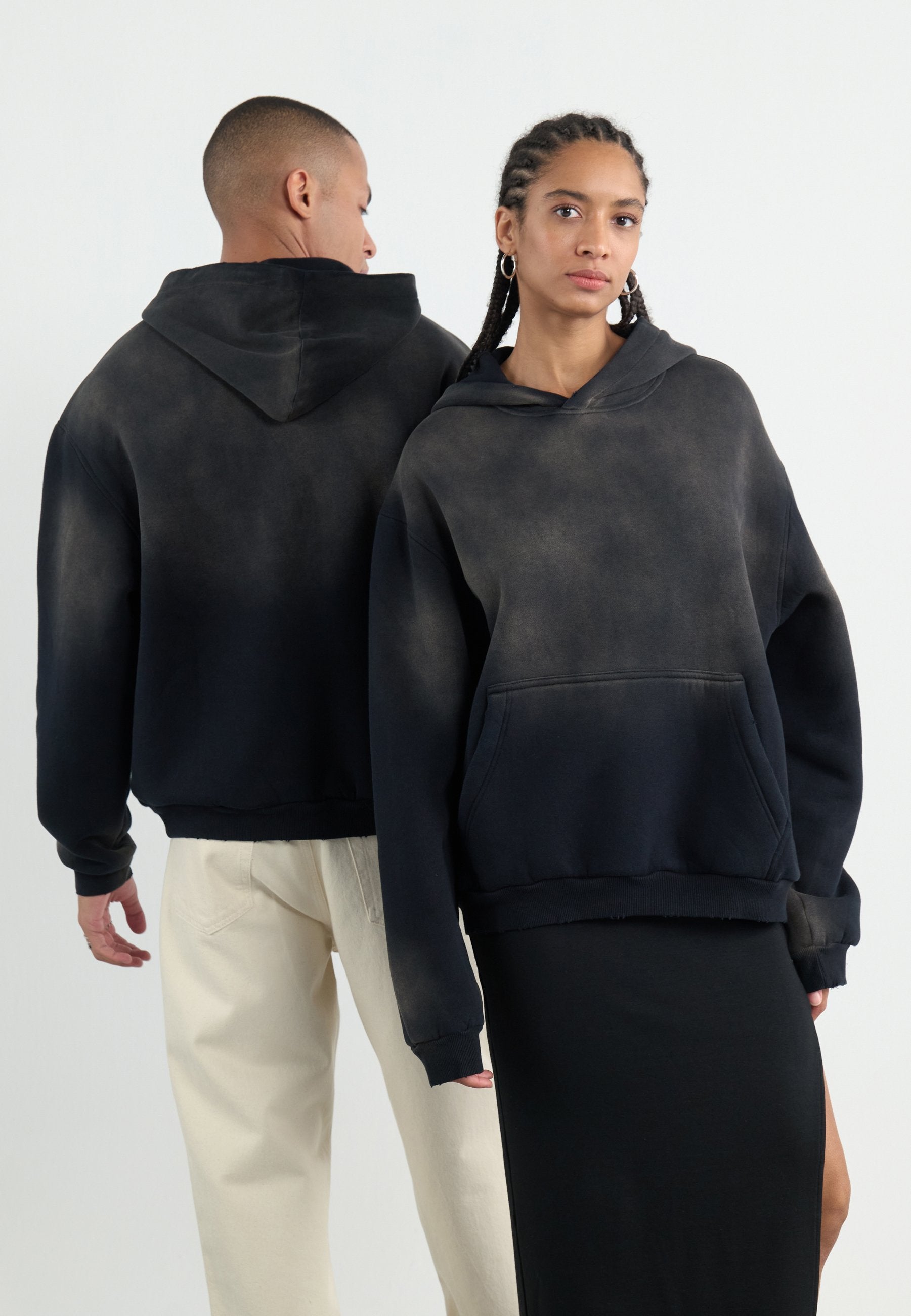 YOURTURN SUN FADED SHERPA LINED HOODIE UNISEX