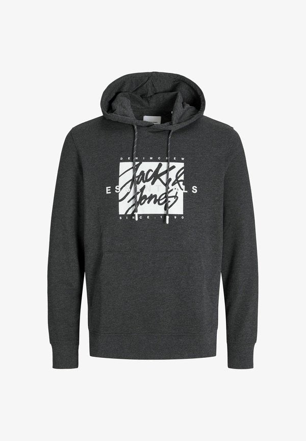 Jack & Jones Printed - Hoodie - dark grey melange