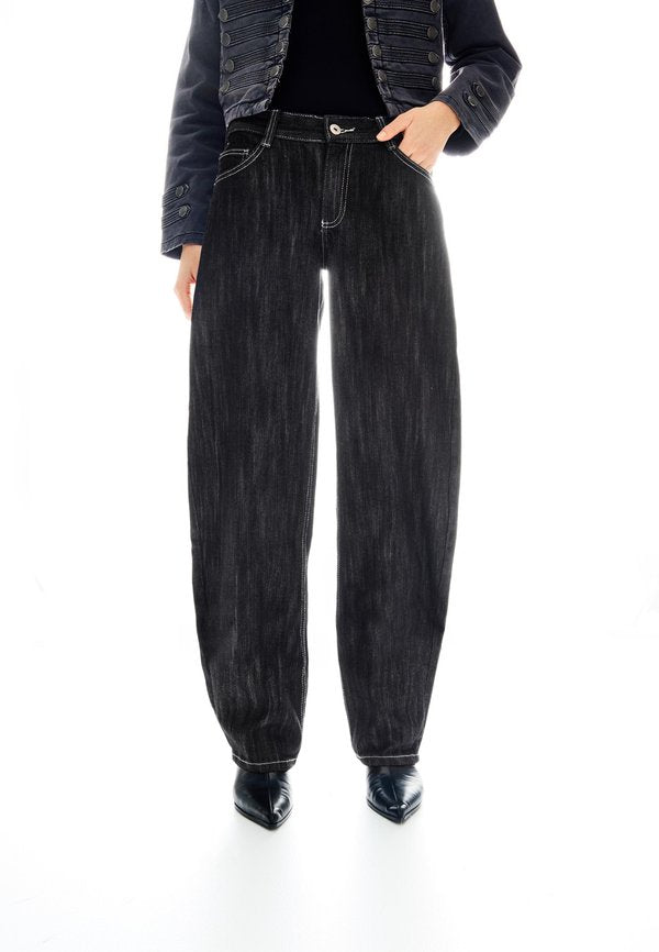 Bershka BARREL - Wide Leg - black