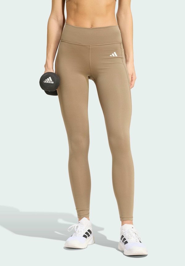 adidas Performance ADIDAS OPTIME ESSENTIALS STASH POCKET FULL LENGTH LEGGINGS - Leggings - khaki six