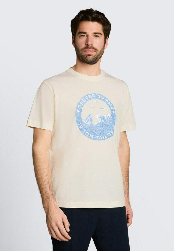 TOM TAILOR TOM TAILOR T-SHIRT T-SHIRT MIT PRINT - Print T-shirt - gardenia white