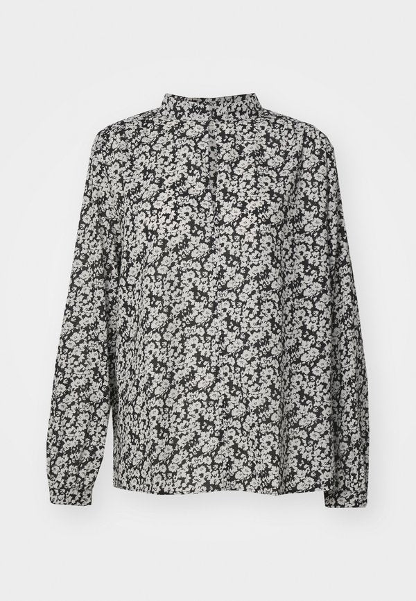 Marc O'Polo BLOUSE TUNIC SHAPE STAND UP COLLAR LONG SLEEVE GATHERING PRINTED