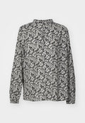 BLOUSE TUNIC SHAPE STAND UP COLLAR LONG SLEEVE GATHERING PRINTED Media 1