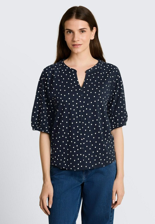TOM TAILOR TOM TAILOR T-SHIRT T-SHIRT MIT PUNKTEMUSTER - Blouse - navy white small dot design