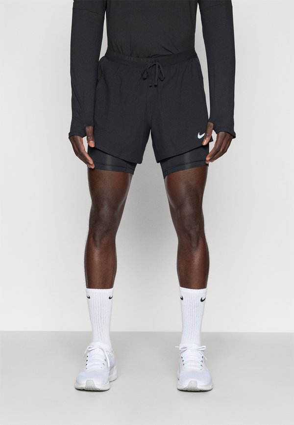 Nike Performance STRIDE HYBRID - 2-in-1 shorts - black/reflective silver-coloured