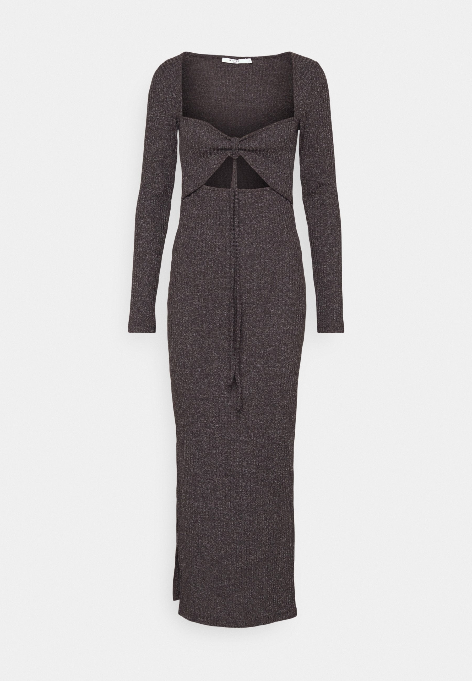 NA-KD TIE NECK LONG SLEEVE DRESS