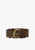 Bershka OPENWORK BELT - Belt - dark brown