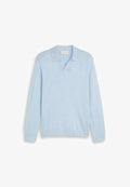 TOM TAILOR SOFT KNIT POLO - Long sleeved top - pale blue mélange