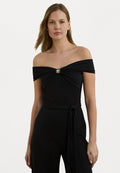 Lauren Ralph Lauren BELTED JERSEY OFF THE SHOULDER JUMPSUIT