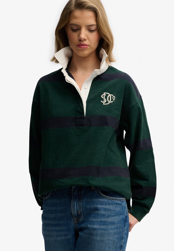 Superdry & Co HERITAGE STRIPE RUGBY  - Polo shirt - varsity green
