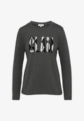 s.Oliver MIT FRONTPRINT - Long sleeved top - dunkelgrau