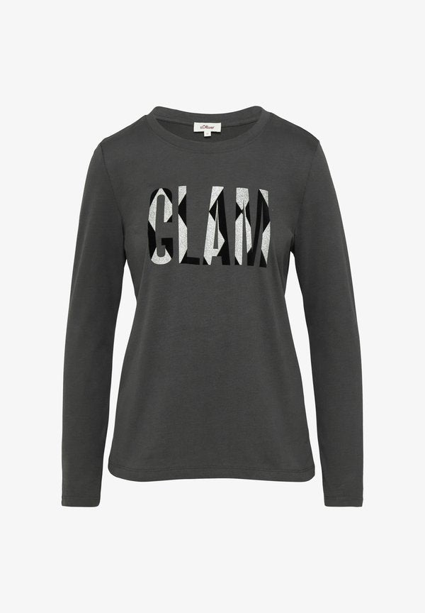 s.Oliver MIT FRONTPRINT - Long sleeved top - dunkelgrau
