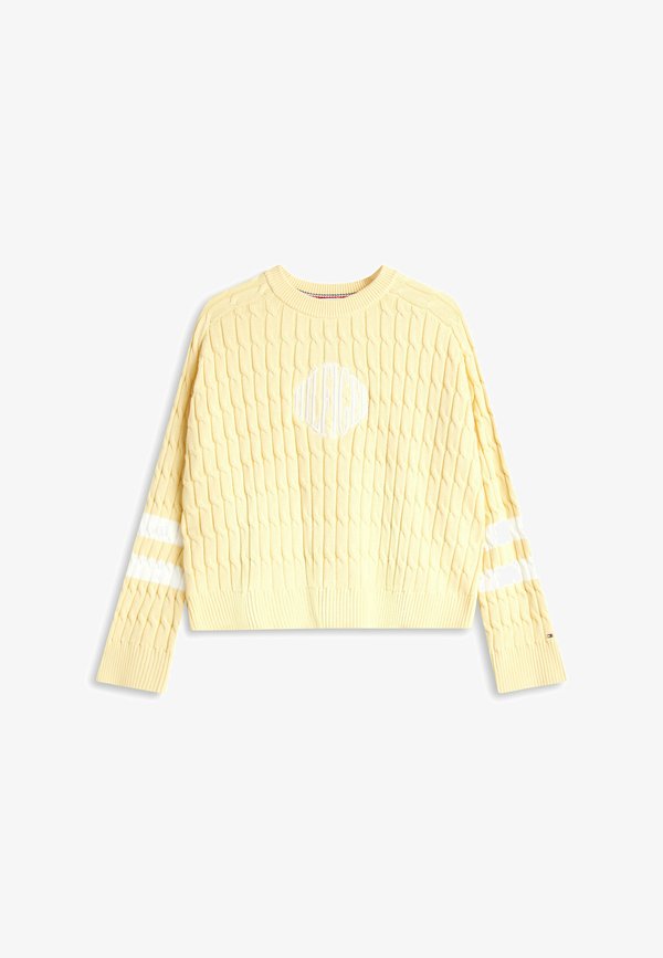 Tommy Hilfiger LOGO EMBROIDERY RELAXED CABLE KNIT JUMPER - Jumper - zesty yellow