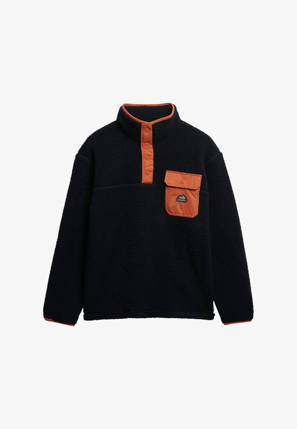 Superdry & Co FUJI HALF POPPER - Fleece jumper - eclipse navy