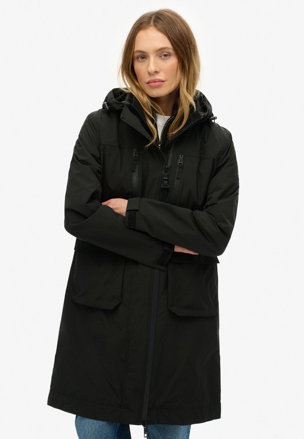 Superdry & Co HOODED LONGLINE SHELL - Parka - black