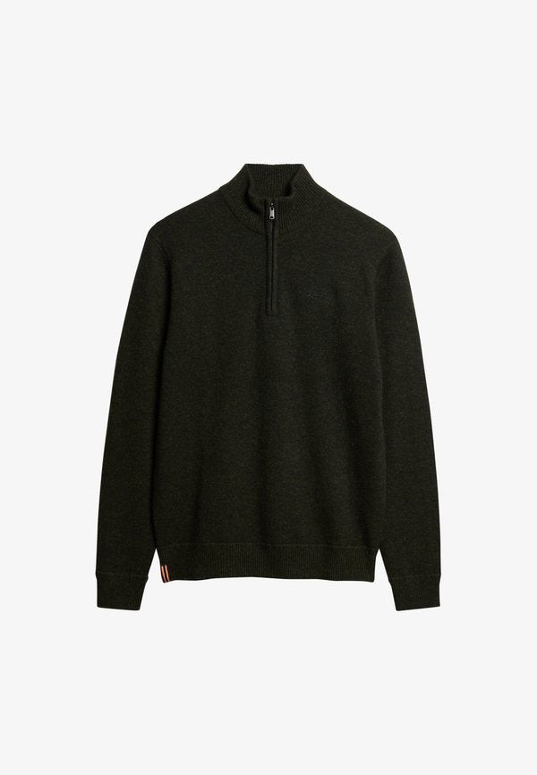 Superdry & Co ESSENTIAL EMBROIDERED HALF ZIP - Jumper - dark moss marl