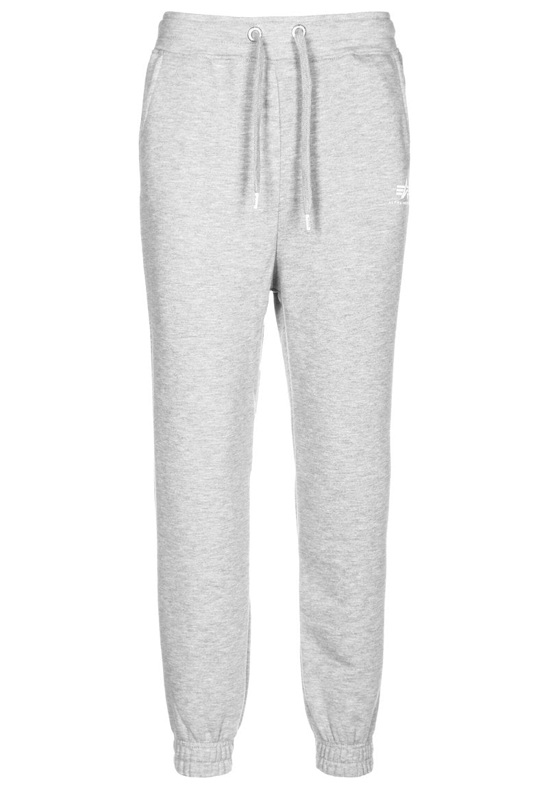 Graue Sweatpants aus weichem Stoff, mit elastischem Bund und Kordelzügen sowie schmal zulaufenden Bündchen an den Knöcheln. Dezentes Logodetail.