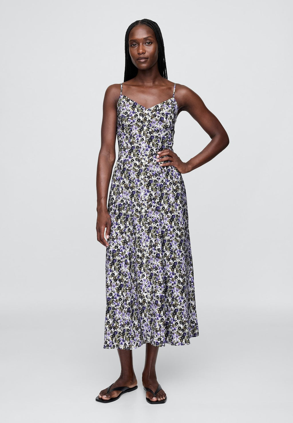 GAP V NECK SHIRRED MAXI