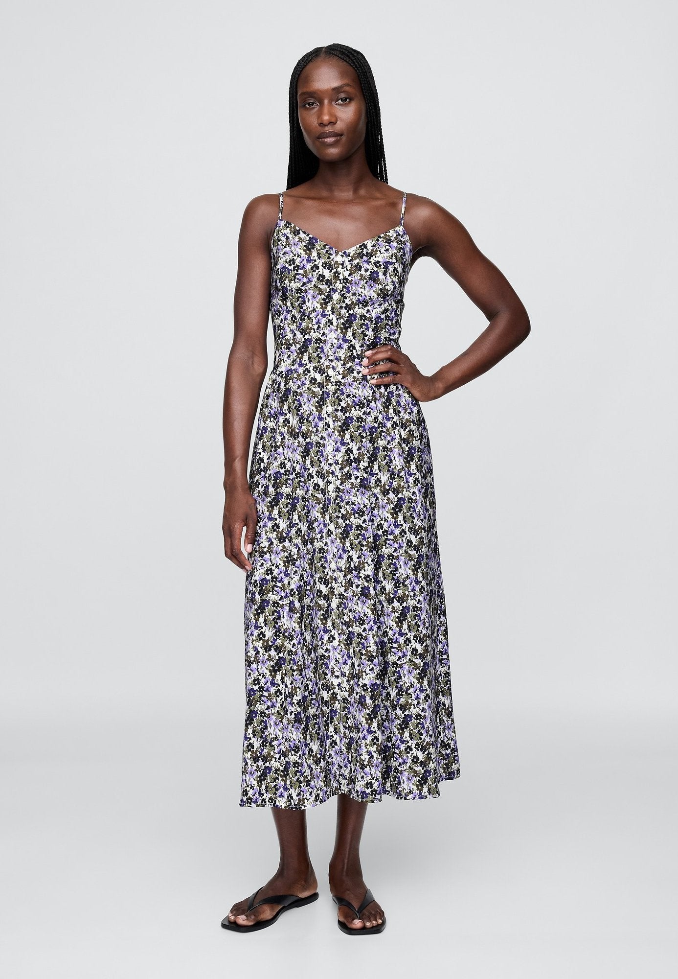 GAP V NECK SHIRRED MAXI