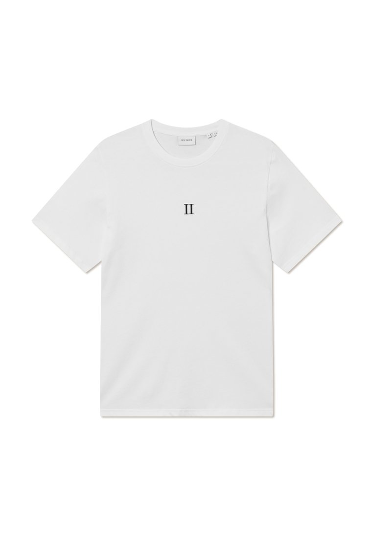 Weißes Kurzarm-T-Shirt aus Baumwolle. Mit einem schwarzen "II" Druck in der Mitte auf der Vorderseite. Runder Halsausschnitt mit lässiger Passform.