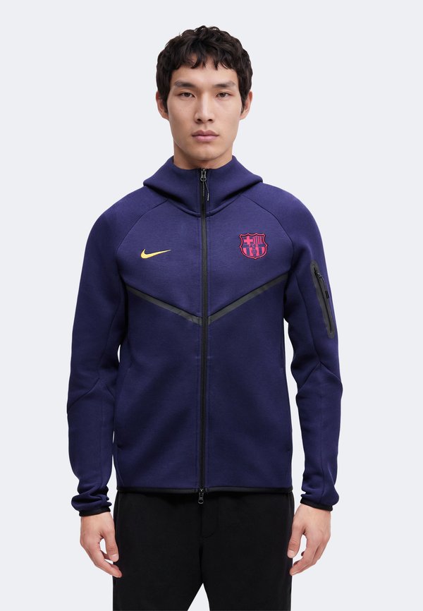 Nike Performance FCB HOODIE - Club wear - blackened blue/mineral yellow