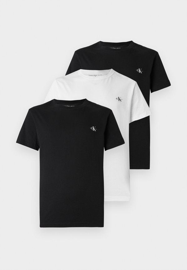 Calvin Klein Jeans MONOLOGO 3 PACK - Basic T-shirt - bright white/black/night sky