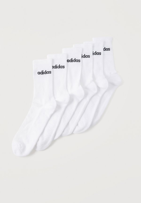 adidas Performance LINEAR CREW CUSHIONED 6 PAIR PACK - Sports socks - white/black