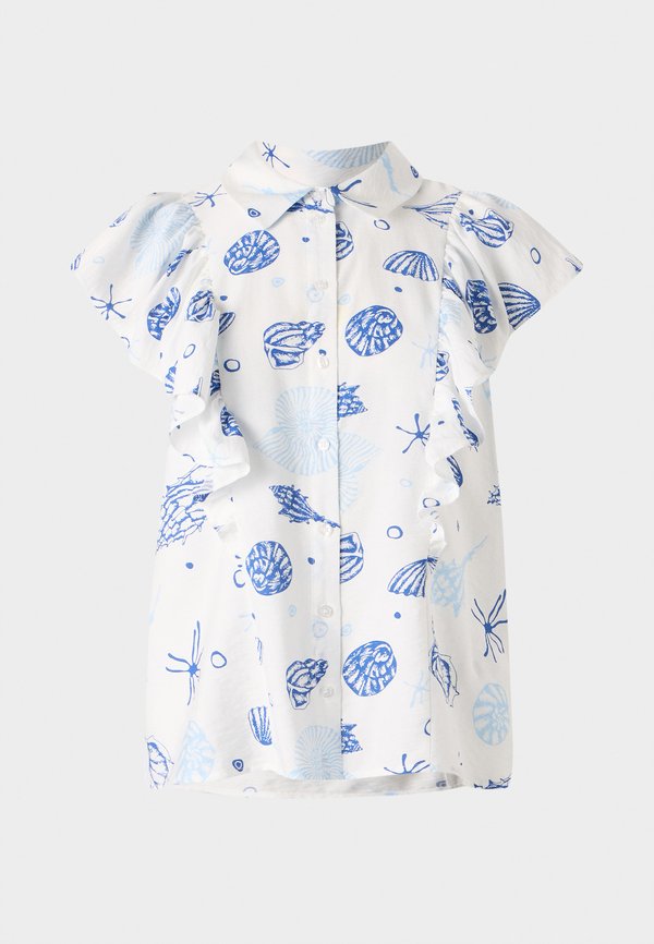 Vero Moda VMSEASHELL FRILL SHIRT - Button-down blouse - snow white