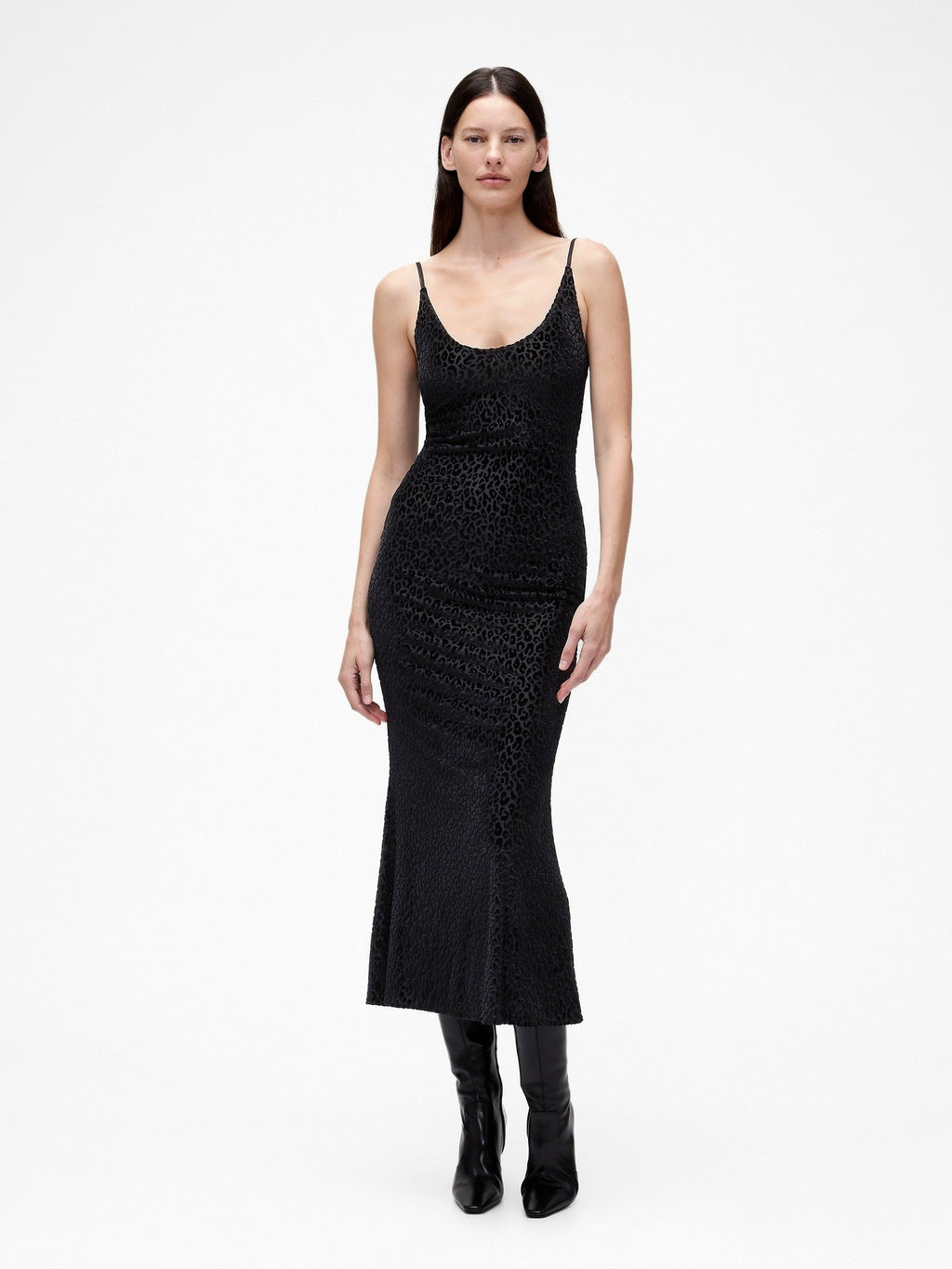 GAP GAPSTUDIO BURNOUT VELVET LEOPARD SLIP DRESS