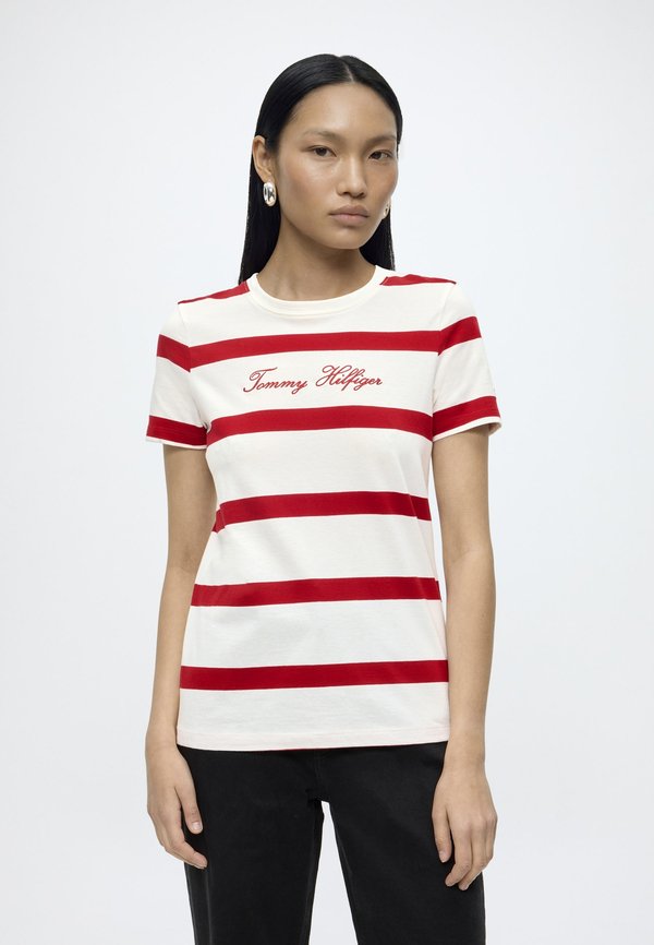 Tommy Hilfiger SCRIPT  - Print T-shirt - ivory/red