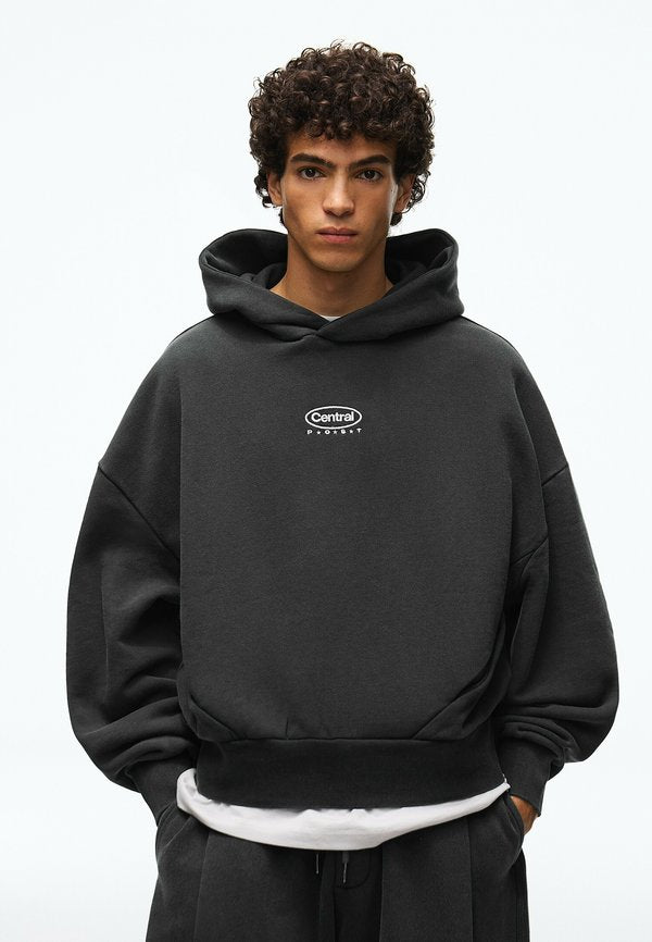 Bershka WASHED- HOODIE - Hoodie - dark grey