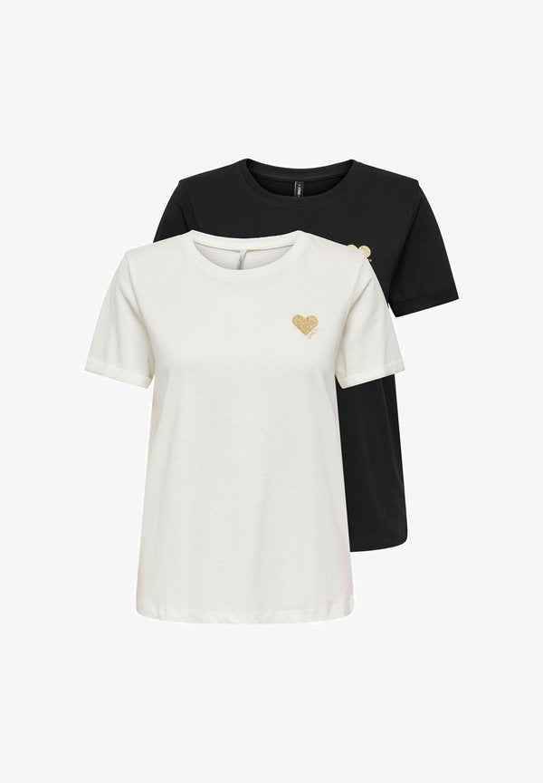 ONLY ONLKITA 2-pack - Print T-shirt - black
