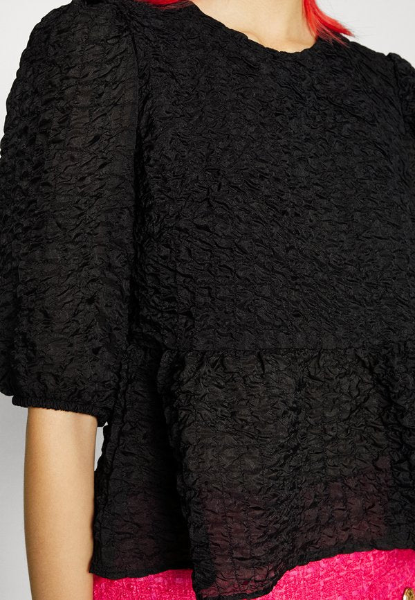 Glamorous VOLUMINOUS PEPLUM TOP WITH CREW NECK 1/2 LENGTH VOLUME SLEEVES